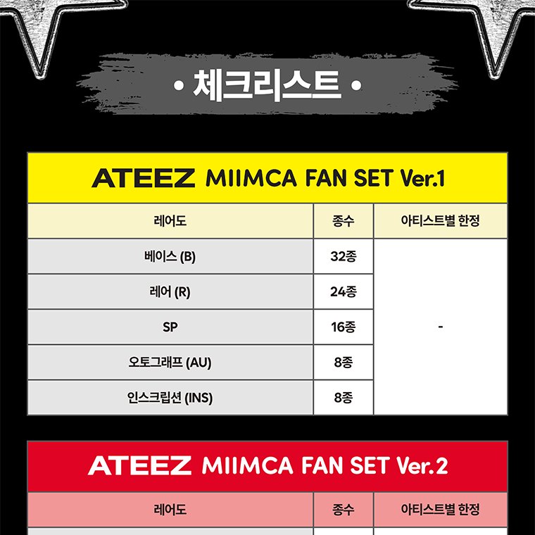 ATEEZ - MIIMCA COLLECTIBLE TRADING CARD FAN SET VER.1 & VER.2 merchandise — detail 14 of 17