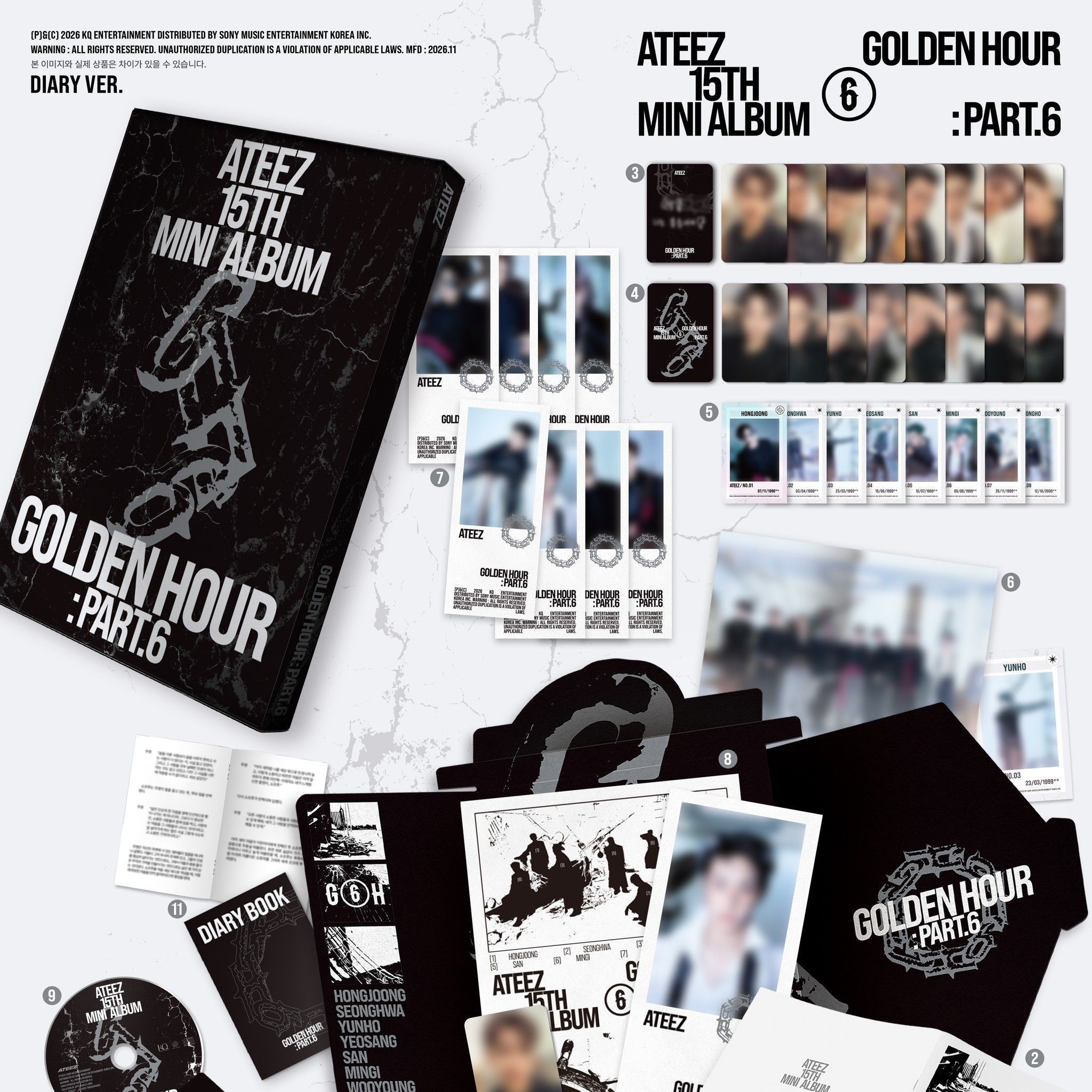 ATEEZ 15TH MINI ALBUM [GOLDEN HOUR : Part.6] (A / DIARY / Z VER.) album — detail 3 of 6