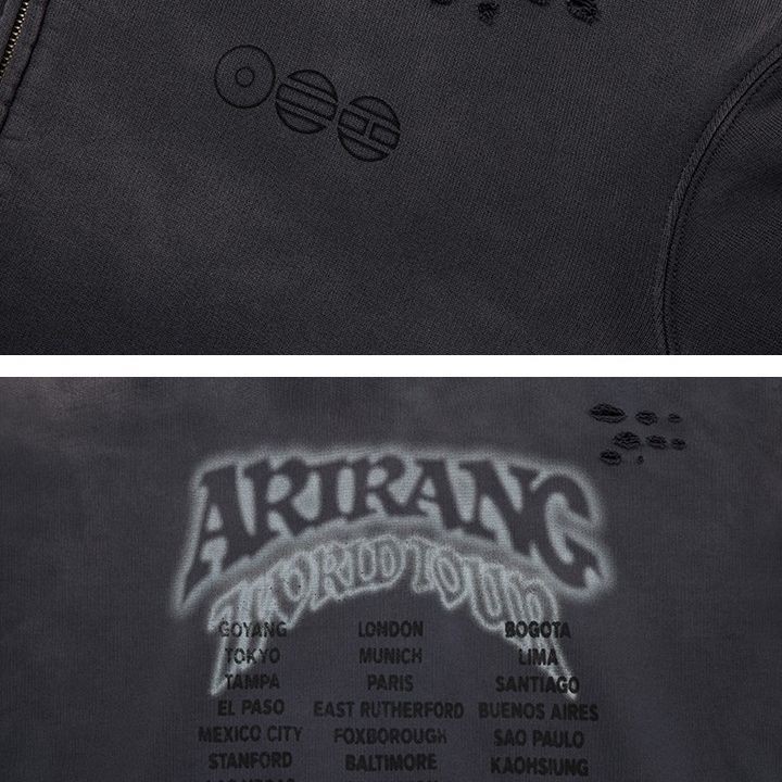 BTS - WORLD TOUR 'ARIRANG' Zip-up Hoodie (Charcoal) merchandise — detail 5 of 25