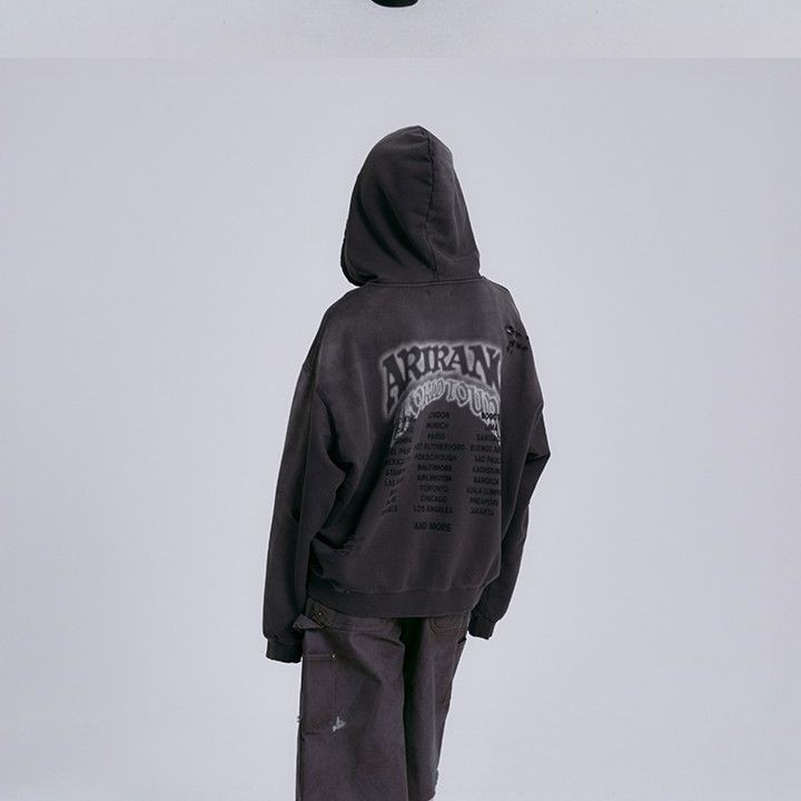 BTS - WORLD TOUR 'ARIRANG' Zip-up Hoodie (Charcoal) merchandise — detail 15 of 25
