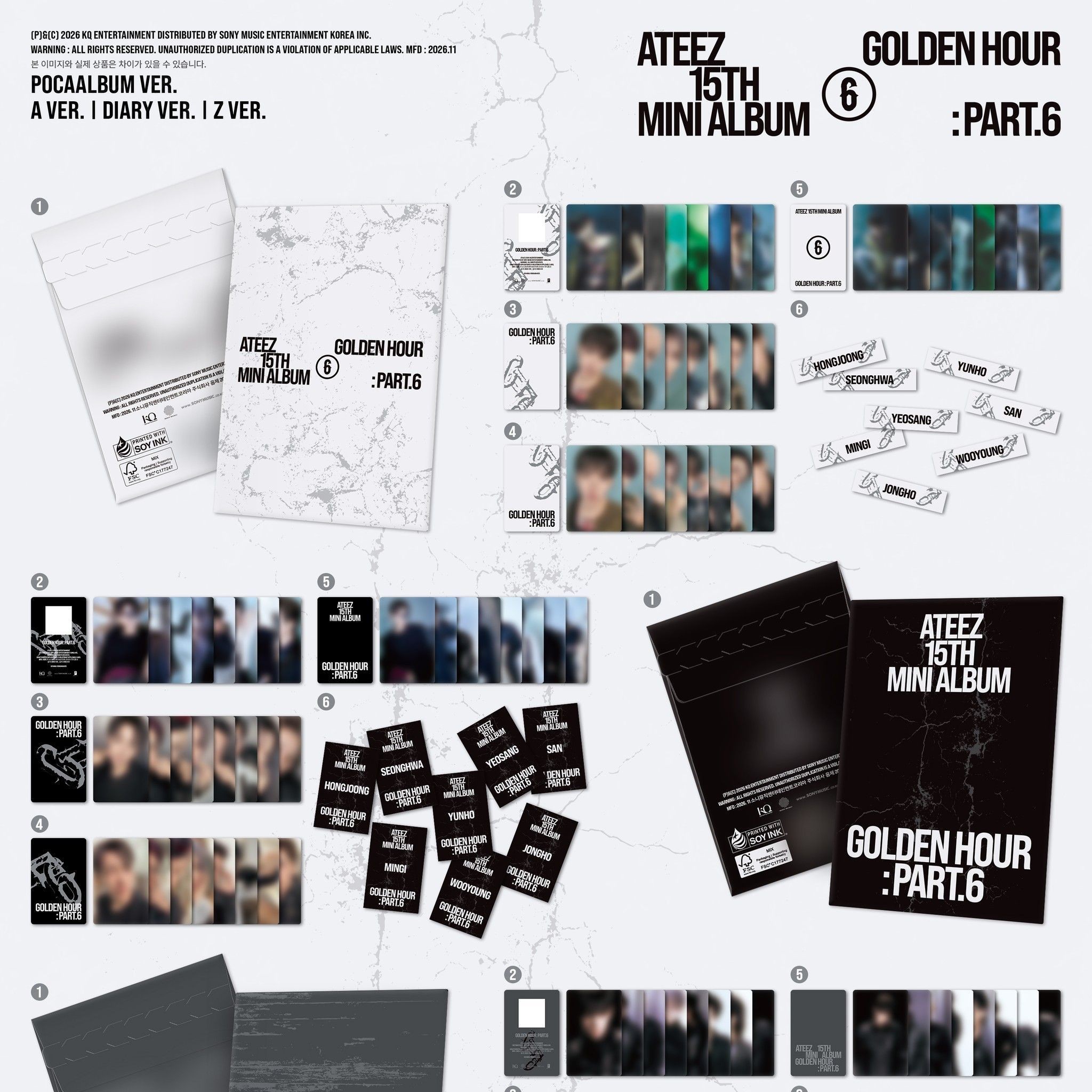ATEEZ 15TH MINI ALBUM [GOLDEN HOUR : Part.6] (POCAALBUM) (A / DIARY / Z VER.) album — detail 1 of 2