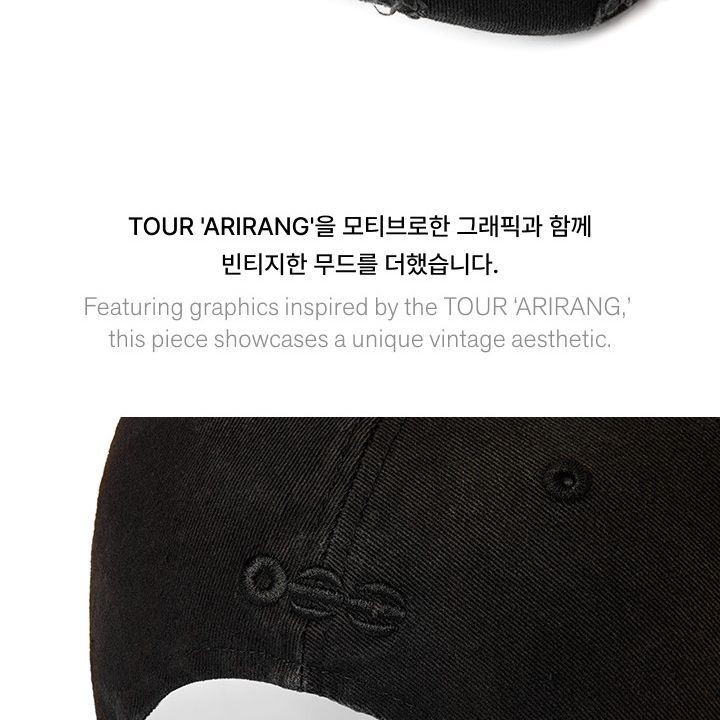 BTS - WORLD TOUR 'ARIRANG' Ball Cap (Black) merchandise — detail 7 of 17