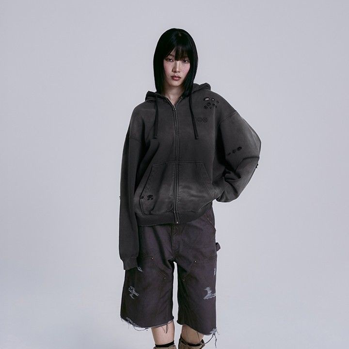 BTS - WORLD TOUR 'ARIRANG' Zip-up Hoodie (Charcoal) merchandise — detail 11 of 25
