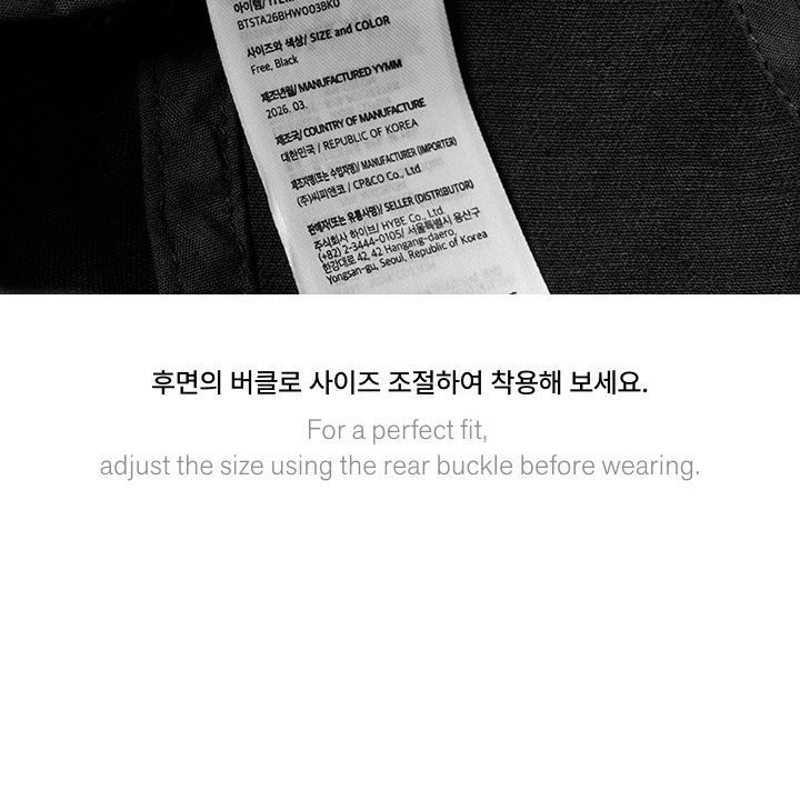 BTS - WORLD TOUR 'ARIRANG' Ball Cap (Black) merchandise — detail 9 of 17