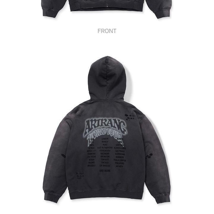 BTS - WORLD TOUR 'ARIRANG' Zip-up Hoodie (Charcoal) merchandise — detail 3 of 25