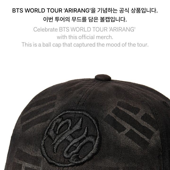 BTS - WORLD TOUR 'ARIRANG' Ball Cap (Black) merchandise — detail 5 of 17